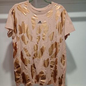 Adidas Women's Gold and Tan T-Shirt